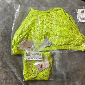 Alien animal lime green bralette panty set